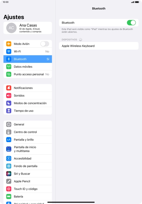 Pulsa el dispositivo Bluetooth deseado y sigue las indicaciones de la pantalla para vincular el dispositivo a la tablet.