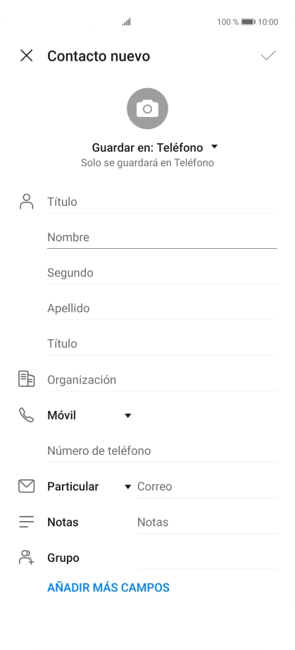 Pulsa Nombre e introduce el nombre deseado.