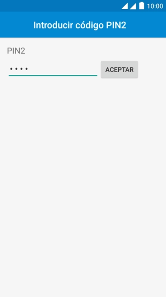 Introduce el código PIN2 y pulsa ACEPTAR.