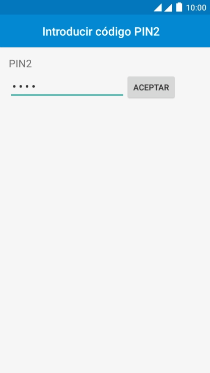 Introduce el código PIN2 y pulsa ACEPTAR.