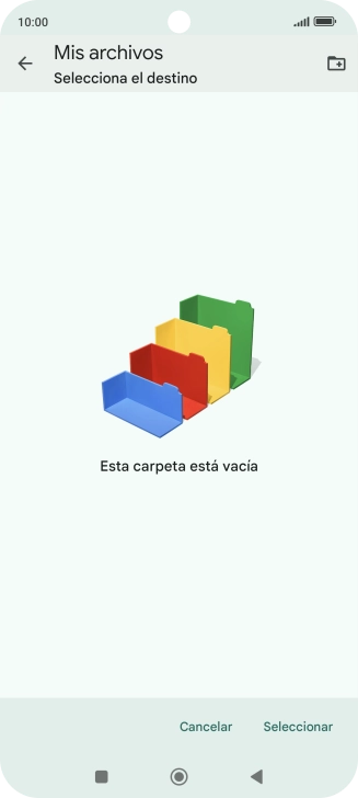 Si deseas crear una nueva carpeta, pulsa el icono de nueva carpeta y sigue las indicaciones de la pantalla para crearla.