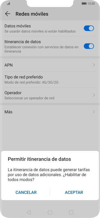Si activas la función, pulsa ACEPTAR.