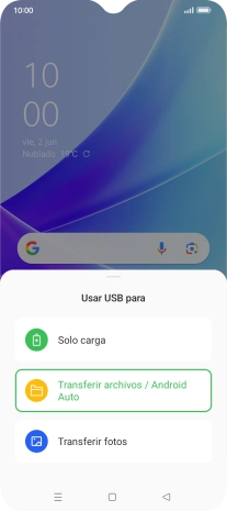 Pulsa Transferir archivos / Android Auto.