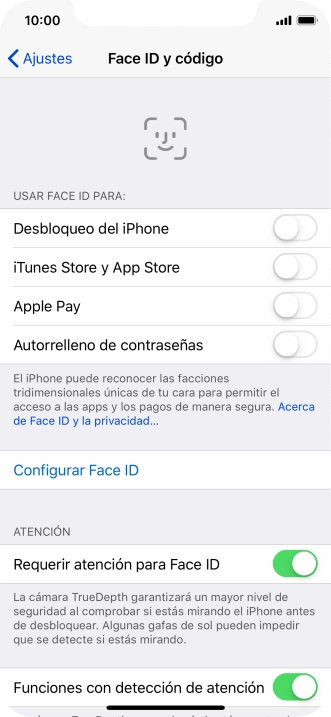 Pulsa Configurar Face ID.
