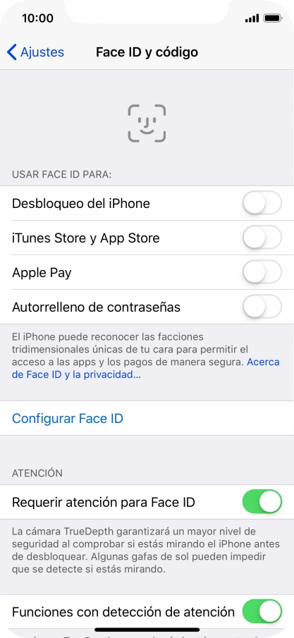 Pulsa Configurar Face ID.