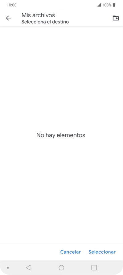 Si deseas crear una nueva carpeta, pulsa el icono de nueva carpeta y sigue las indicaciones de la pantalla para crearla.