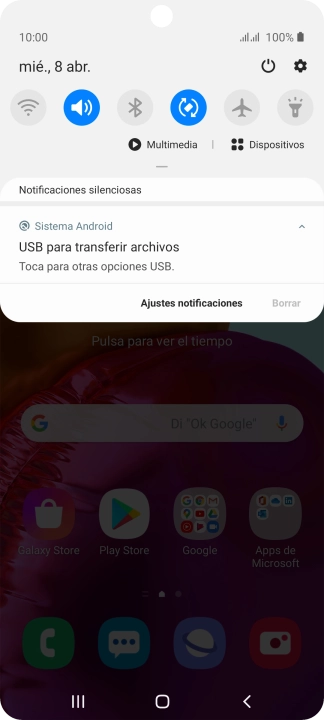 Pulsa Toca para otras opciones USB..