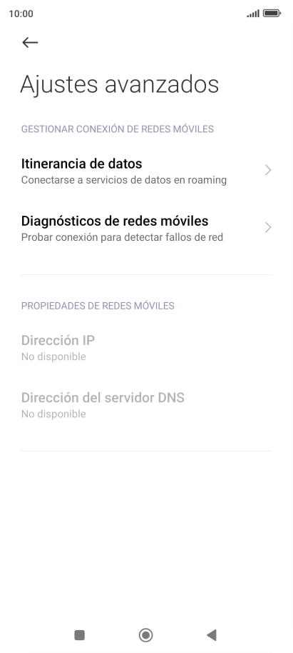 Pulsa Itinerancia de datos.