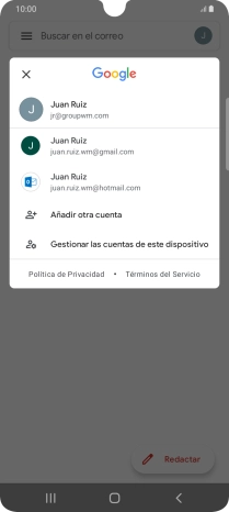 Pulsa la cuenta de correo electrónico deseada.