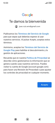 Pulsa Acepto y sigue las indicaciones de la pantalla para seleccionar los ajustes de tu cuenta de Google.