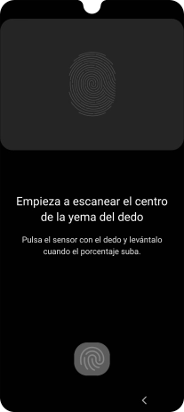 Sigue las indicaciones de la pantalla para crear una huella digital como código de seguridad.
