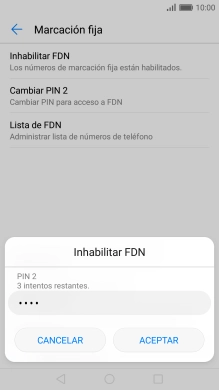 Introduce el código PIN2 y pulsa ACEPTAR.