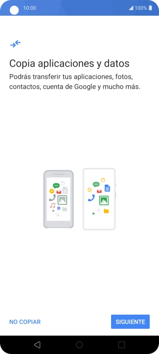 Puedes transferir el contenido de otro teléfono cuando activas tu teléfono por primera vez y cuando lo has restablecido. Cuando aparezca en la pantalla del teléfono esta imagen, ya está listo para la transmisión del contenido del otro teléfono.