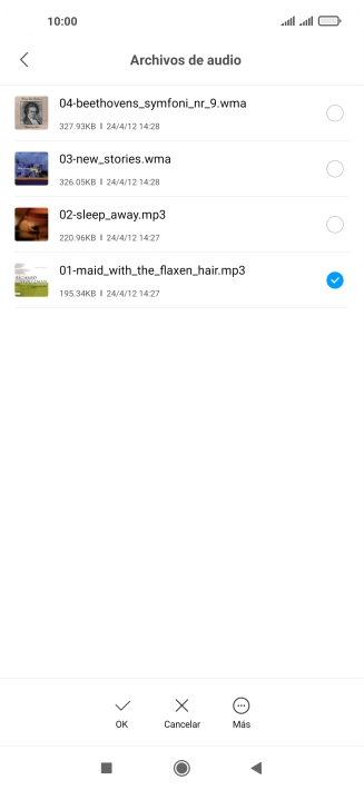 Al encontrar un timbre de llamada de tu gusto, pulsa OK.