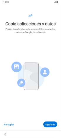 Puedes transferir el contenido de otro teléfono cuando activas tu teléfono por primera vez y cuando lo has restablecido. Cuando aparezca en la pantalla del teléfono esta imagen, ya está listo para la transmisión del contenido del otro teléfono.