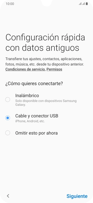 Pulsa Siguiente y sigue las indicaciones de la pantalla para transferir el contenido.