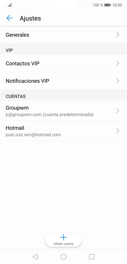 Pulsa la cuenta de correo electrónico deseada.