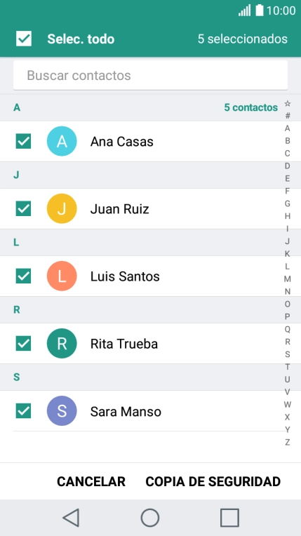 Pulsa COPIA DE SEGURIDAD.