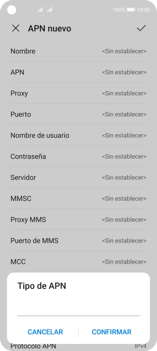 Introduce default y pulsa CONFIRMAR.