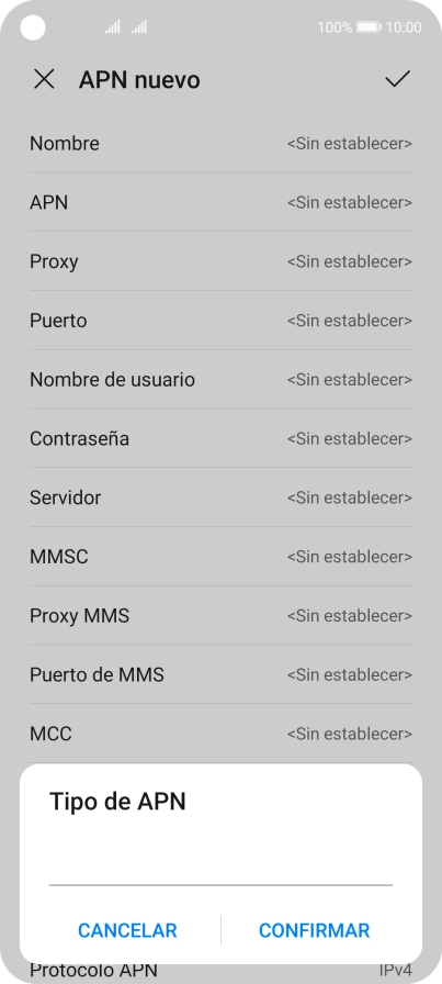 Introduce default y pulsa CONFIRMAR.
