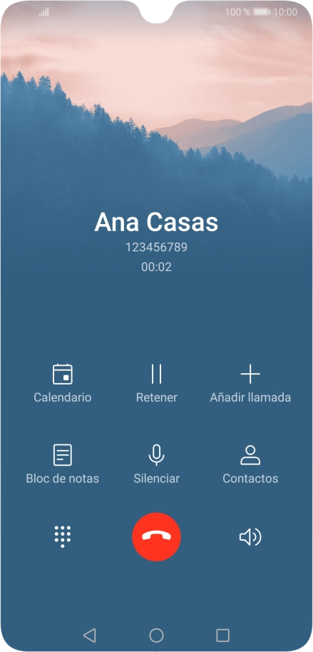 Pulsa el icono de finalizar llamada.