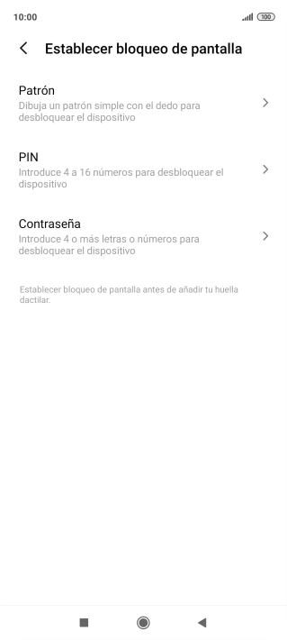 Pulsa el código de seguridad deseado y sigue las indicaciones de la pantalla para crear un código de seguridad del teléfono adicional.