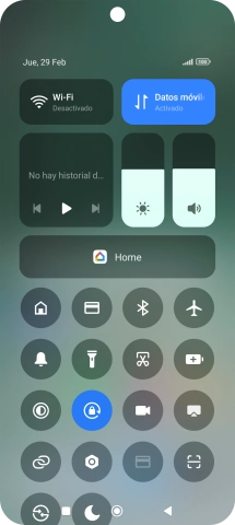Pulsa el icono de datos móviles para activar o desactivar la función.