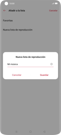 Introduce el nombre deseado de la lista de reproducción y pulsa Guardar.