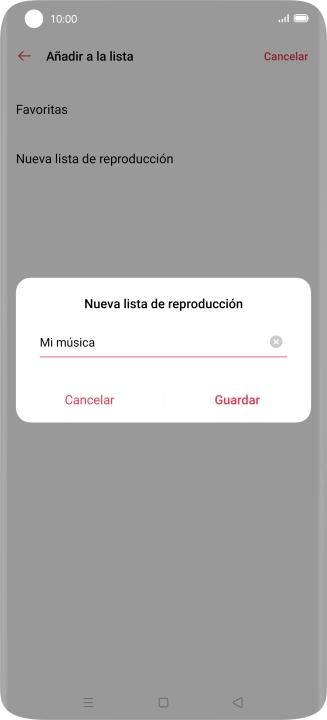 Introduce el nombre deseado de la lista de reproducción y pulsa Guardar.