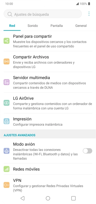 Pulsa Redes móviles.