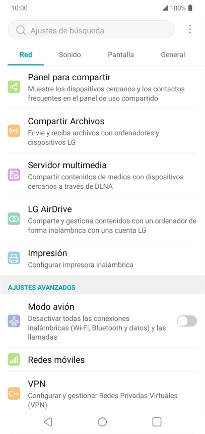 Pulsa Redes móviles.