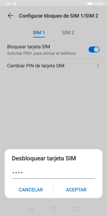 Introduce tu código PIN y pulsa ACEPTAR.