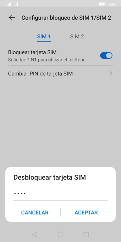 Introduce tu código PIN y pulsa ACEPTAR.