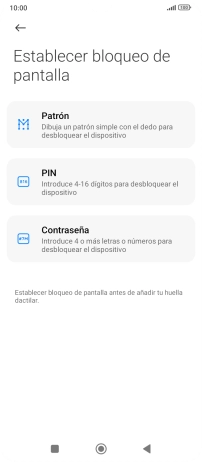 Pulsa el código de seguridad deseado.