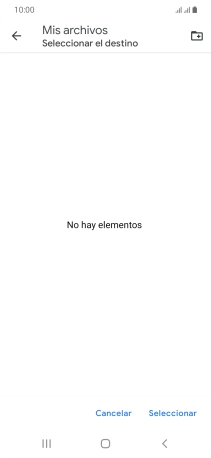 Si deseas crear una nueva carpeta, pulsa el icono de nueva carpeta y sigue las indicaciones de la pantalla para crearla.