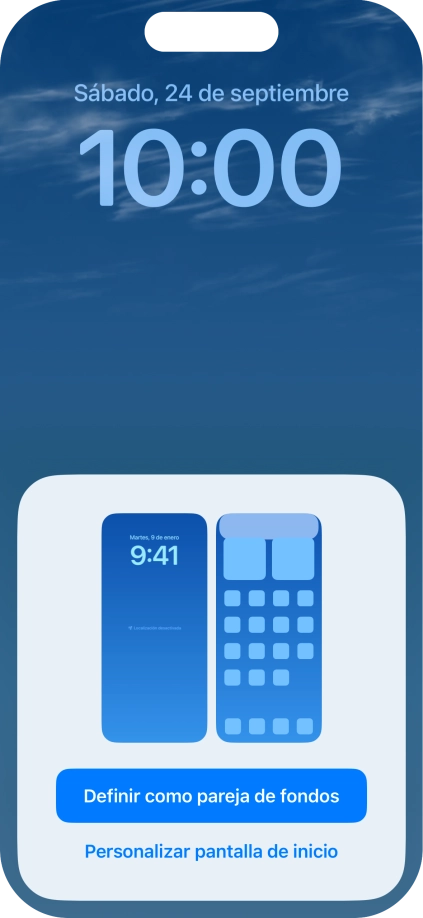 Si deseas utilizar el mismo tema de color en la pantalla de inicio, pulsa Definir como pareja de fondos.