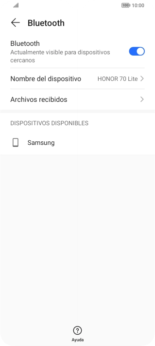 Pulsa el dispositivo Bluetooth deseado y sigue las indicaciones de la pantalla para vincular el dispositivo al teléfono.