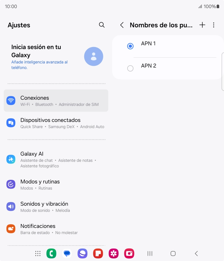 Pulsa en el campo junto a la conexión de datos para activarla.