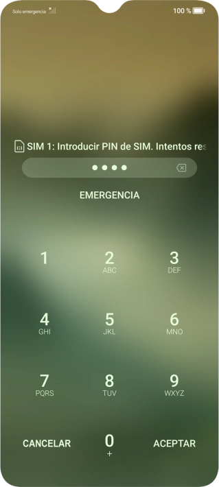 Si es necesario desbloquear la tarjeta SIM, introduce el código PIN y pulsa ACEPTAR.
