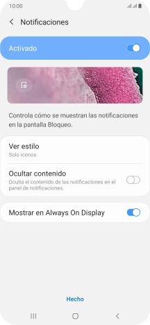 Pulsa el indicador junto a los ajustes deseados para activarlos o desactivarlos.