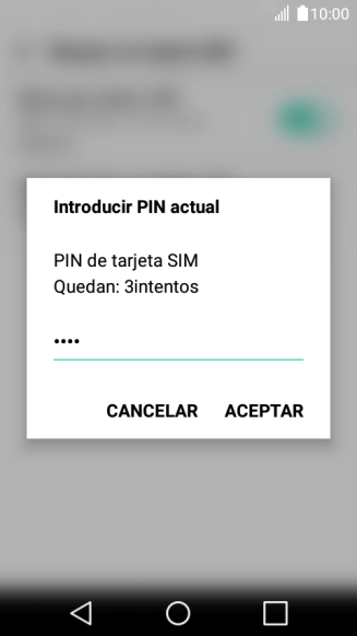 Introduce tu código PIN y pulsa ACEPTAR.