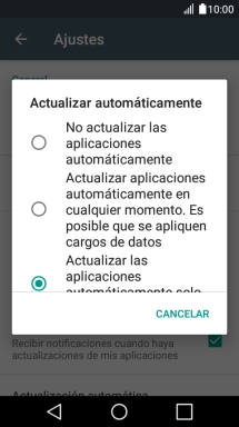 Pulsa No actualizar las aplicaciones automáticamente para desactivar la función.