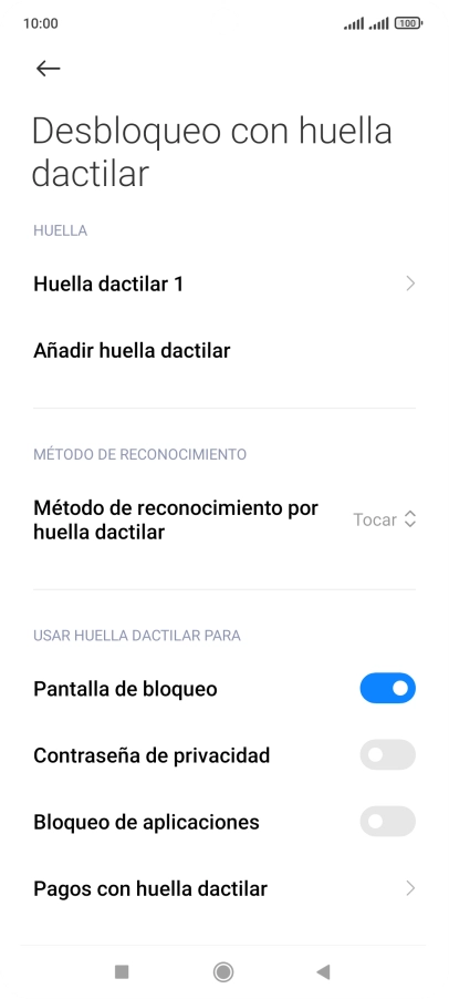 Pulsa  el indicador junto a los ajustes deseados para activarlos o desactivarlos.