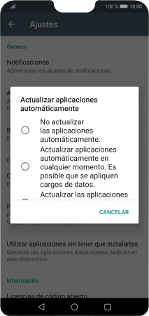 Para desactivar la actualización automática de apps, pulsa No actualizar las aplicaciones automáticamente.