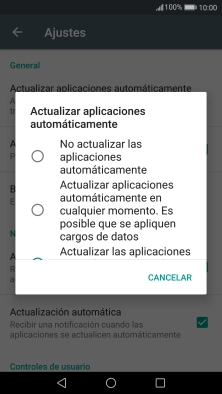 Pulsa No actualizar las aplicaciones automáticamente para desactivar la función.