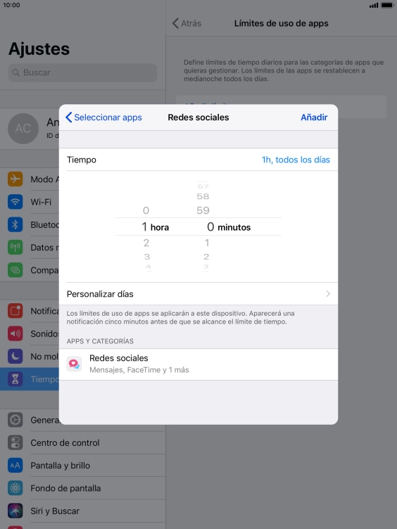 Pulsa Personalizar días.
