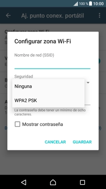 Pulsa WPA2 PSK para proteger la conexión wifi con una contraseña.