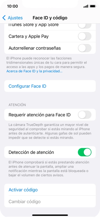 Pulsa Configurar Face ID.