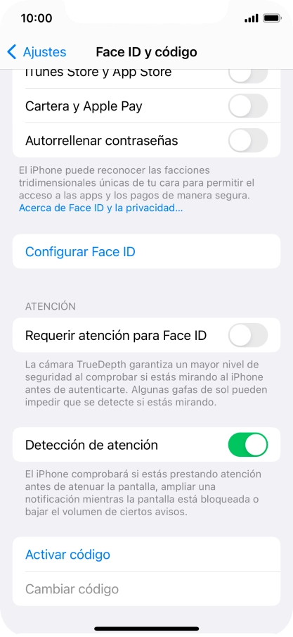 Pulsa Configurar Face ID.