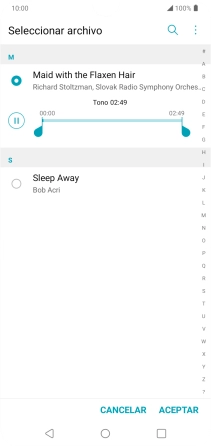 Al encontrar un timbre de llamada de tu gusto, pulsa ACEPTAR.
